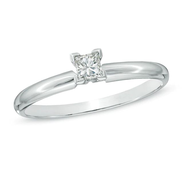 1/ CT. Princess Cut Diamond Solitaire Engagement Ring in 14K Gold