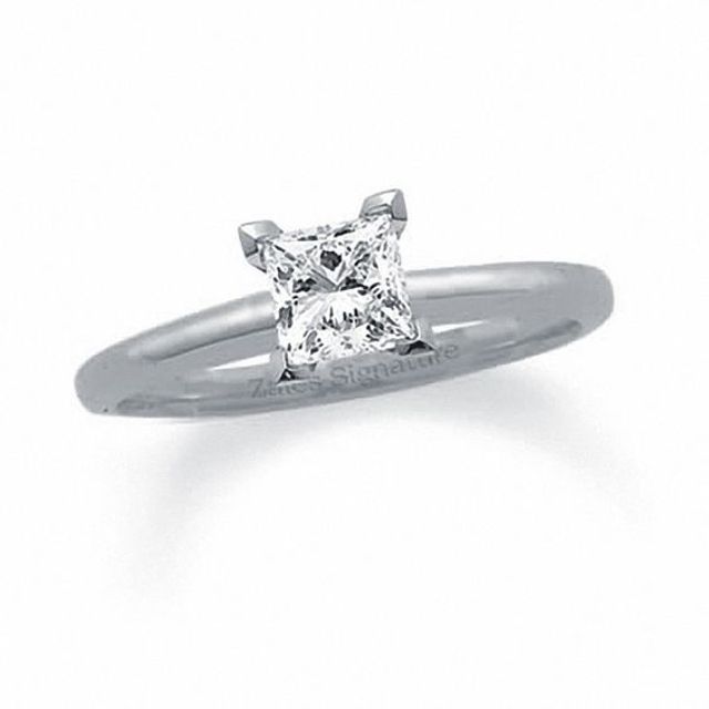 3/4 CT. Square-Cut Certified Diamond Solitaire Engagement Ring in 18K White Gold - Signature Collection