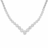 3 CT. T.w. Multi-Diamond Chevron Flower Necklace in 14K White Gold