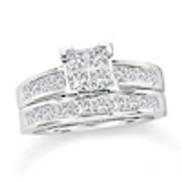 2 CT. T.w. Quad Princess-Cut Diamond Bridal Set in 14K White Gold