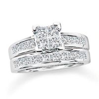 2 CT. T.w. Quad Princess-Cut Diamond Bridal Set in 14K White Gold