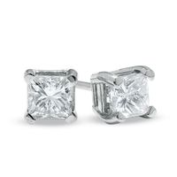 1/2 CT. T.w. Princess-Cut Diamond Solitaire Stud Earrings in 14K White Gold (J/I3)
