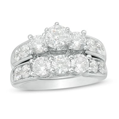 3 CT. T.w. Diamond Past Present FutureÂ® Bridal Set in 14K White Gold