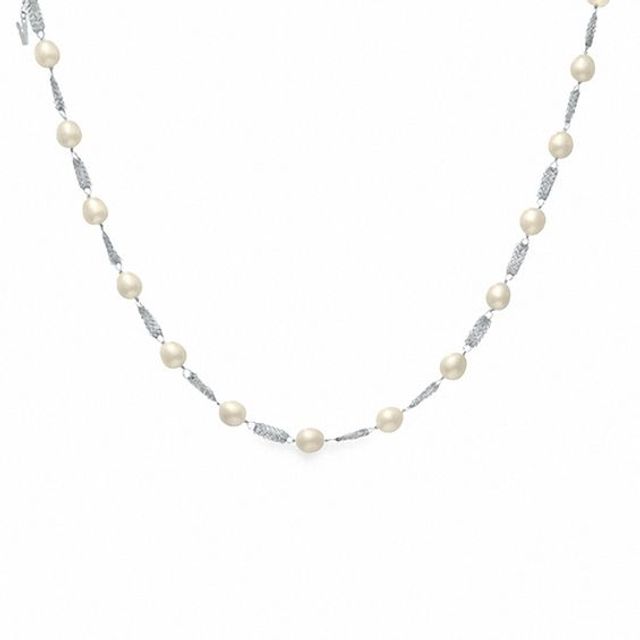 Cultured Freshwater Pearl Strand Necklace in Sterling Silver