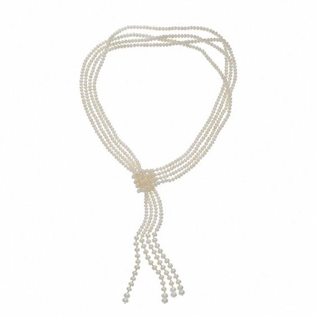 27" 4 Row Freshwater Cultured Pearl Necklace with 14K Gold Bead Accents