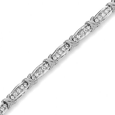 2 CT. T.w. Diamond Fashion "X" Bracelet in 10K White Gold