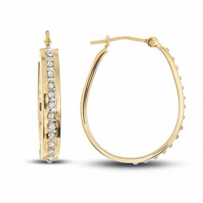 Diamond Fascinationâ¢ 14K Gold Large U-Hoop Earrings