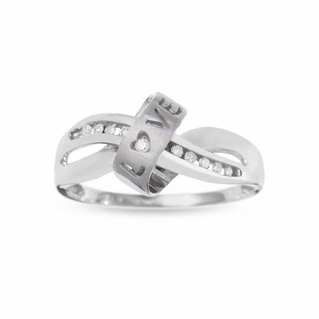 Diamond Accent "Love" Knot Ring in 10K White Gold