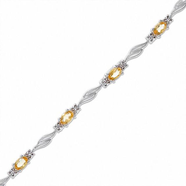 Citrine and Diamond Bracelet in Sterling Silver