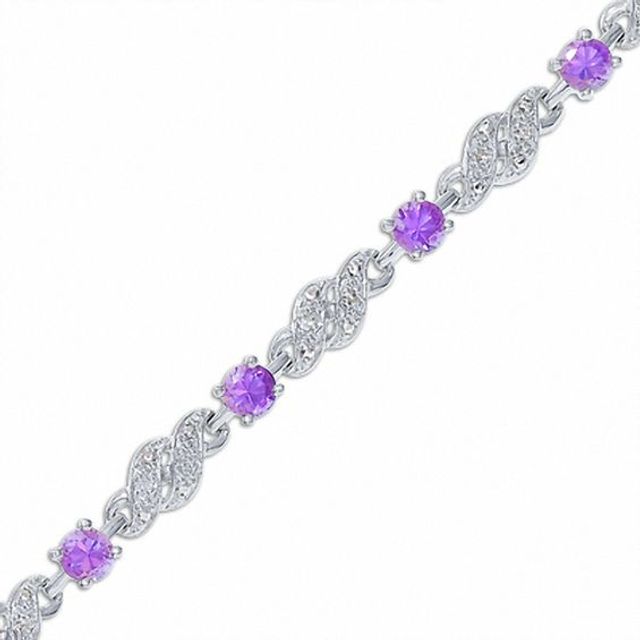 Simulated Alexandrite and Diamond Bracelet in Sterling Silver