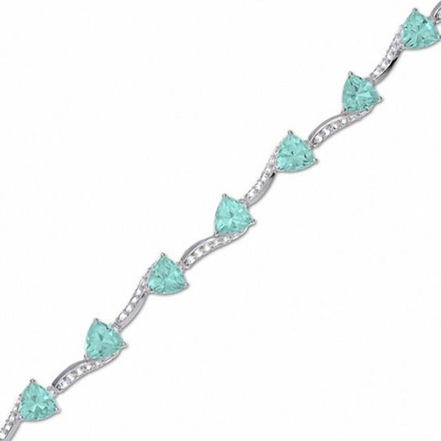 Simulated Aquamarine and Simulated White Sapphire Bracelet in Sterling Silver