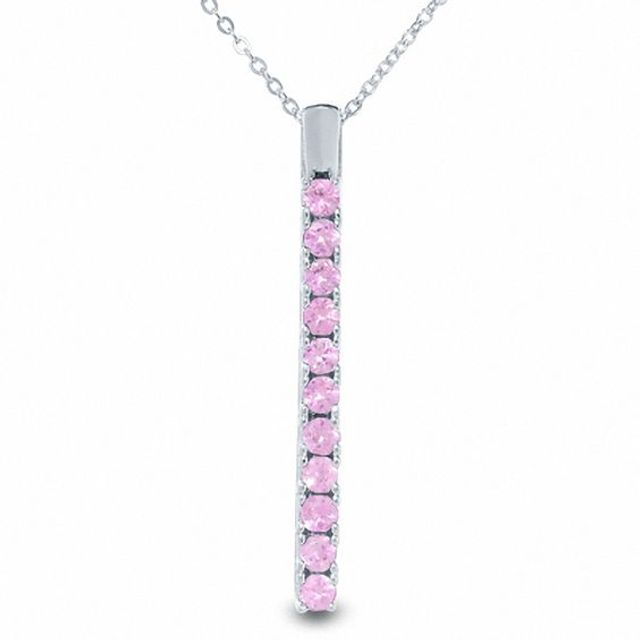 Lab-Created Pink Sapphire Drop Pendant in Sterling Silver
