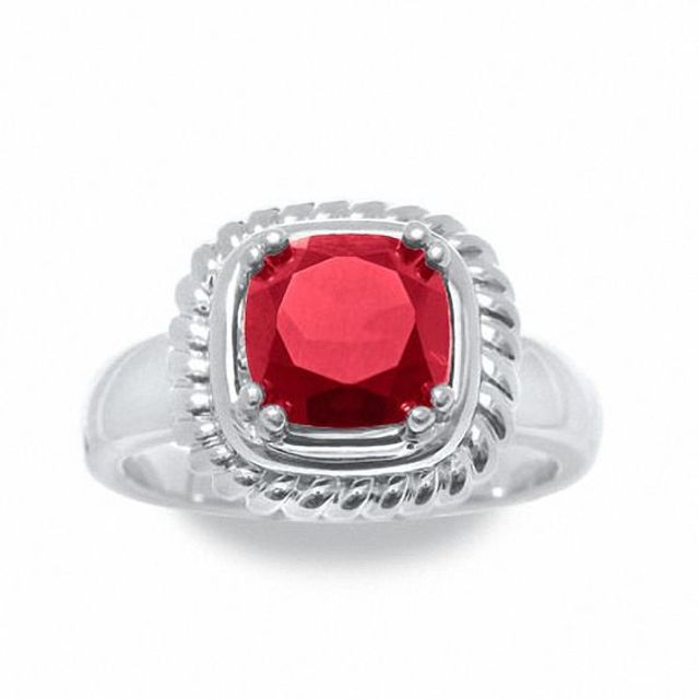 Cushion-Cut Garnet Ring in Sterling Silver