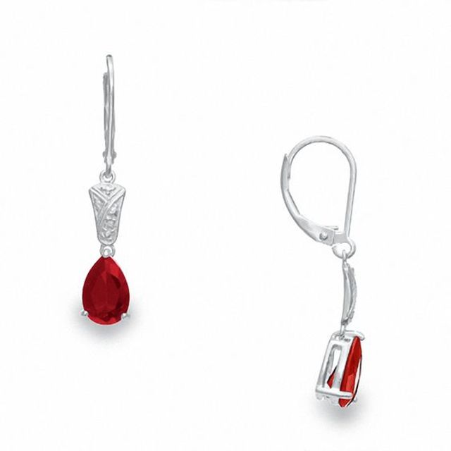 Garnet Earrings in Sterling Silver with Diamond Accents