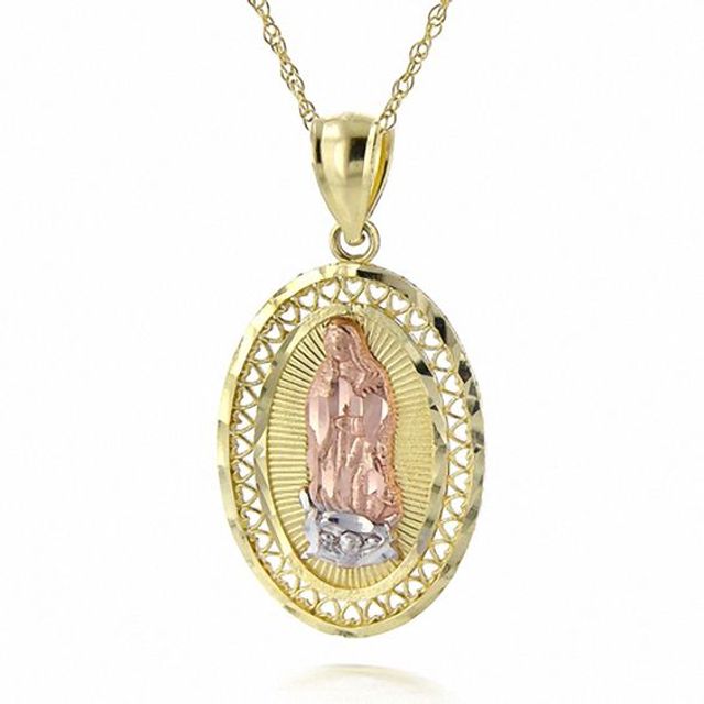 14K Tri Tone Gold Our Lady of Guadalupe Pendant