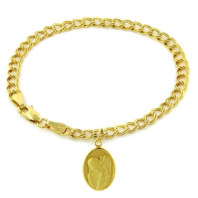 14K Gold Guardian Angel Charm Bracelet