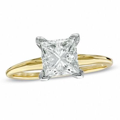 1-1/2 CT. Certified Princess-Cut Diamond Solitaire Engagement Ring in 18K Gold and Platinum (J/Si2)