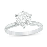 2 CT. Certified Diamond Solitaire Six Prong Engagement Ring in 14K White Gold (I/I2)