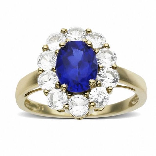Ladies' Lab-Created Blue Sapphire Ring in 10K Gold
