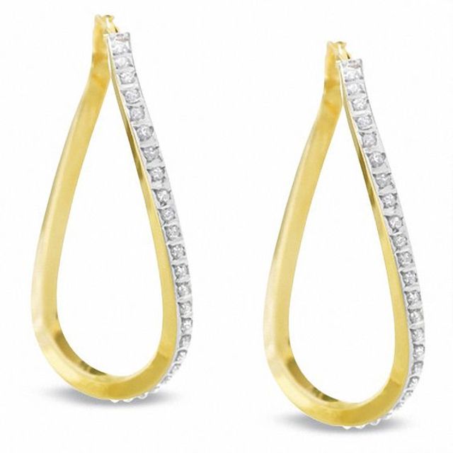 Diamond Fascinationâ¢ Large Wave Hoop Earrings in 14K Gold