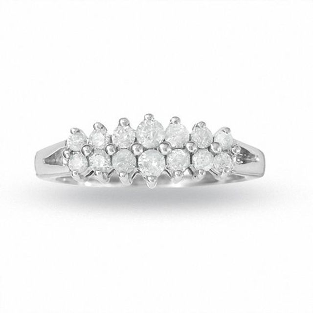 1/2 CT. T.w. Diamond Pyramid Ring in 10K White Gold