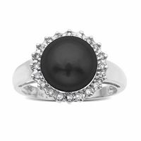 Grey Freshwater Cultured Pearl and Diamond Ring in 10K White Gold
