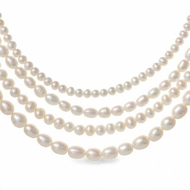 17" Multi-Strand Freshwater Cultured Pearl Necklace with Sterling Silver Box Clasp