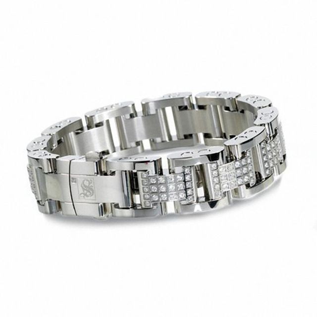 Simmons Jewelry Co. Men's 4 CT. T.w. Diamond Link Bracelet in Stainless Steel