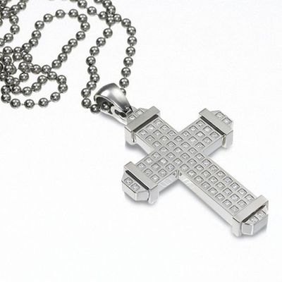 Simmons Jewelry Co. Men's 3/4 CT. T.w. Diamond Cross Pendant in Stainless Steel