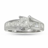 1-1/2 CT. T.w. Princess-Cut Diamond Bridge Engagement Ring in 14K White Gold