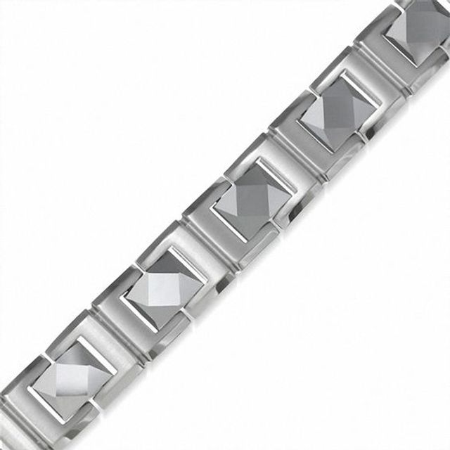 Men's Stainless Steel and Tungsten Faceted Bracelet