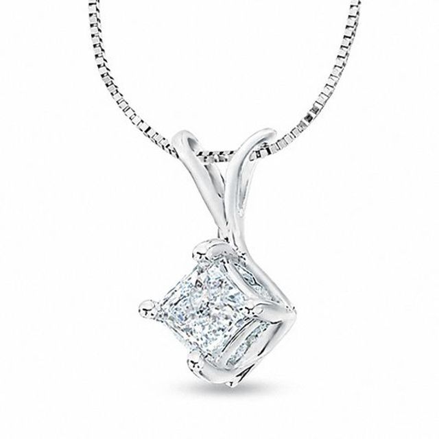 3/4 CT. T.w. Princess Cut Diamond Twist Pendant in 14K White Gold