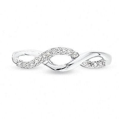 1/10 CT. T.w. Diamond Twine Ring in 10K White Gold