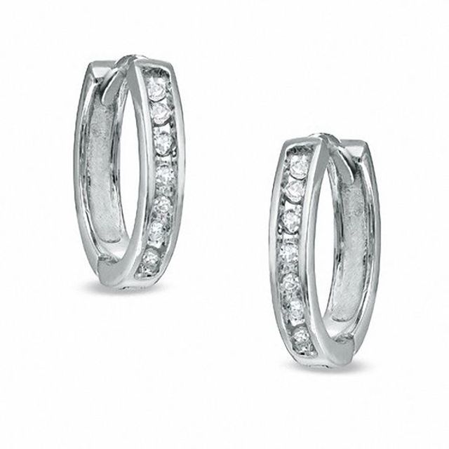 1/ CT. T.w. Diamond Huggie Hoop Earrings in 10K White Gold