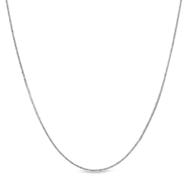 Ladies' 0.8mm Square Wheat Chain Necklace in 14K White Gold - 18"