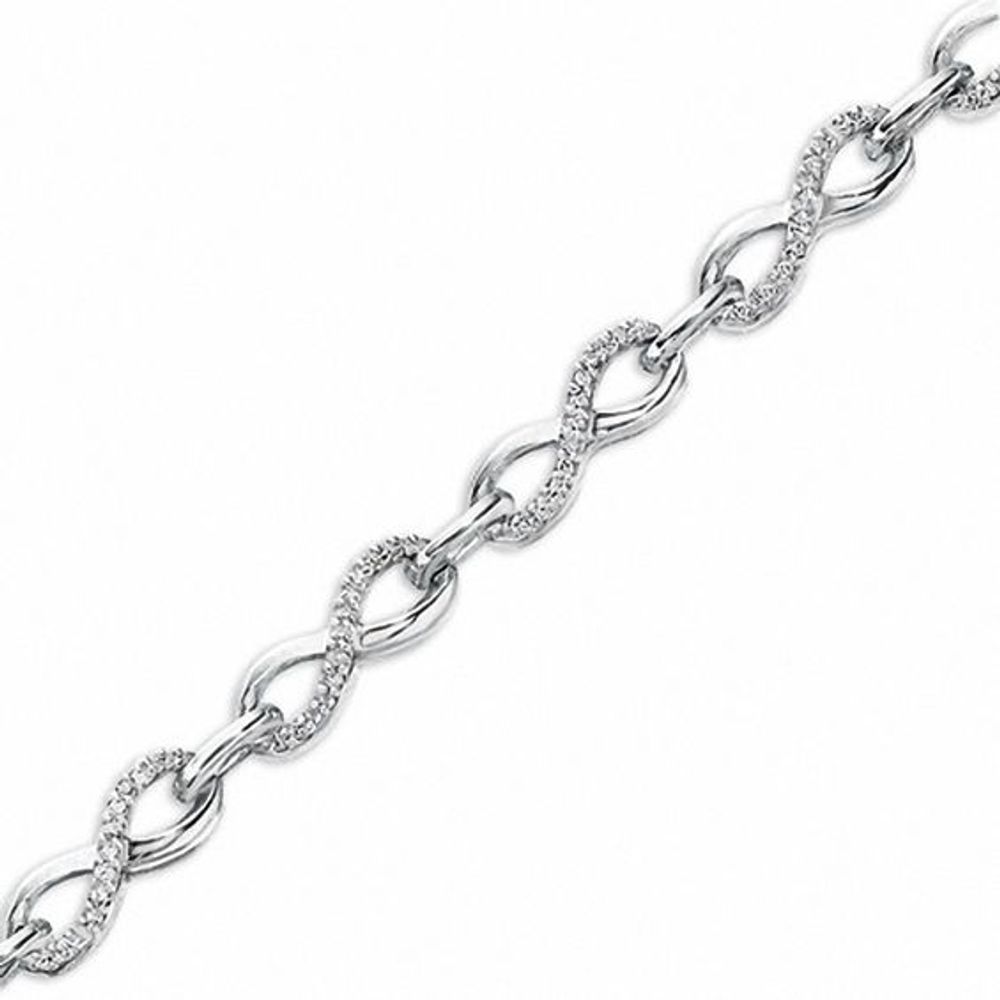 1/3 CT. T.w. Diamond Infinity Bracelet in Sterling Silver - 7.5"