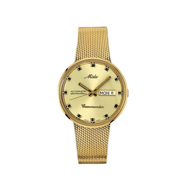 Men's MidoÂ® Commander Gold-Tone Mesh Automatic Watch with Champagne Dial (Model: M8429.3.22.13)