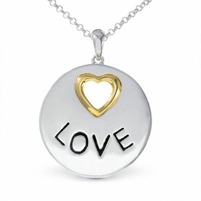 Heartfelt Collection Sterling Silver and 14K Gold Love Keyhole Pendant