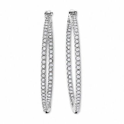 1/2 CT. T.w. Diamond Inside-Out Hoop Earrings in 10K White Gold