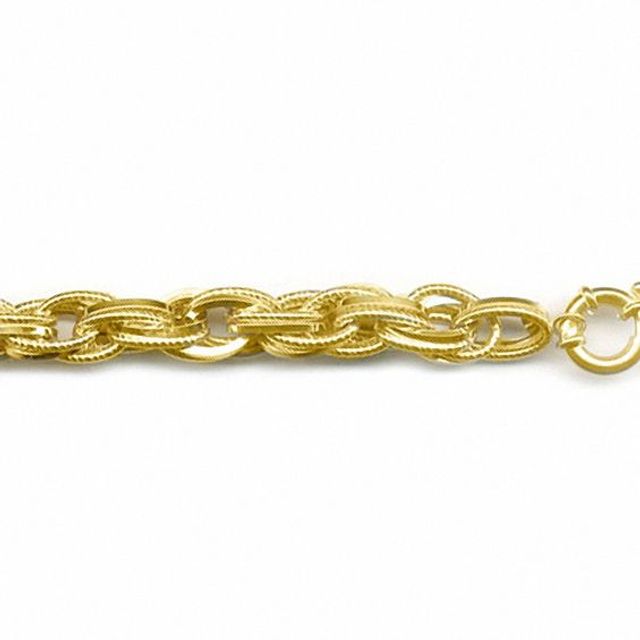 18K Gold Polished and Textured Fancy Rope Bracelet