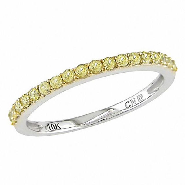 Yellow Sapphire Band with Yellow Gold Prongs in 10K White Gold