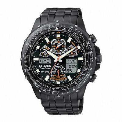 Men's Citizen Eco-DriveÂ® Promaster Skyhawk A-T Chronograph Black IP Watch (Model: Jy0005-50E)