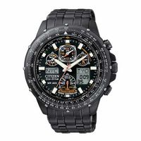 Men's Citizen Eco-DriveÂ® Promaster Skyhawk A-T Chronograph Black IP Watch (Model: Jy0005-50E)