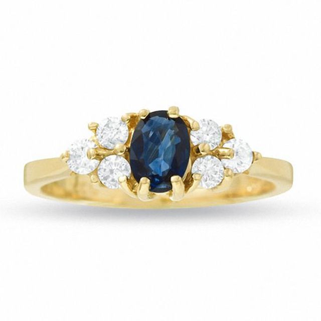 Oval Blue Sapphire and 3/8Ct. T.w. Diamond Ring in 14K Gold