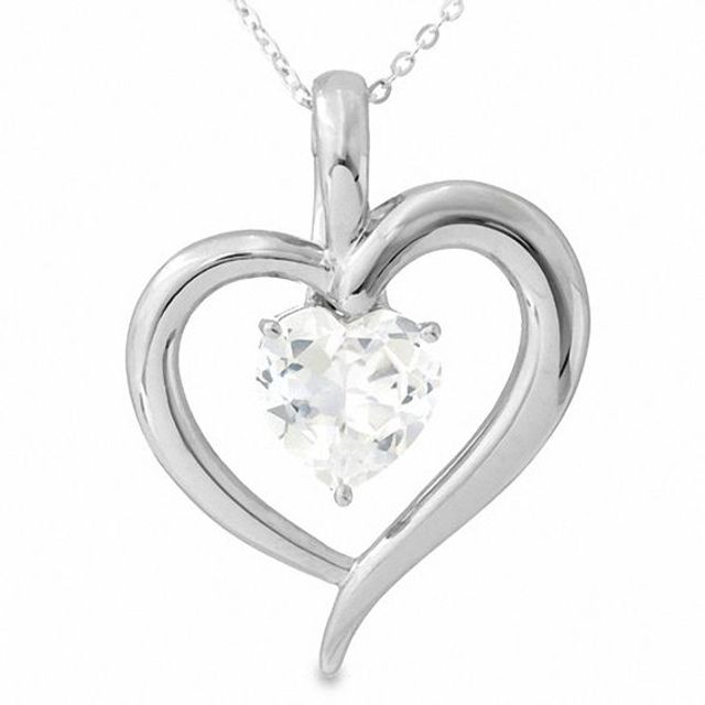 Interchangeable Lab-Created Sapphires Heart Pendant in Sterling Silver