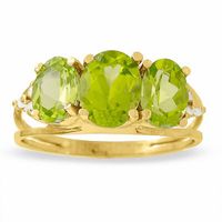 Peridot Three Stone Ring in 14K Gold