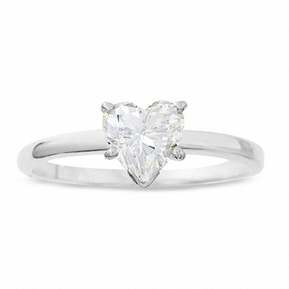 3/4 CT. Heart Shaped Diamond Solitaire Engagement Ring in 14K White Gold