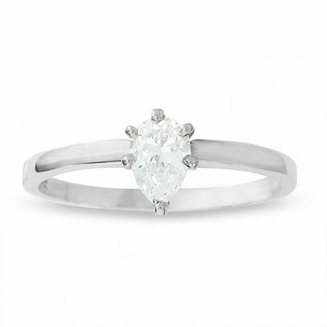1/2 CT. Pear Shaped Diamond Solitaire Engagement Ring in 14K White Gold