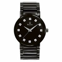 Men's Bulova Diamond Accent Black IP Bracelet Watch with Black Dial (Model: 98D001)