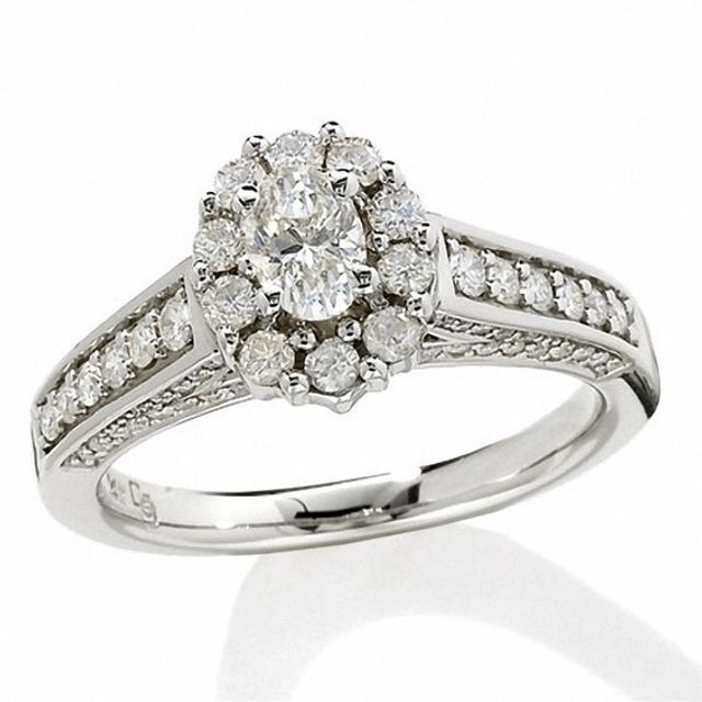 1 CT. T.w. Certified Oval Diamond Solitaire Engagement Ring in 14K White Gold